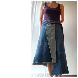 GAP Vintage Deconstructed Denim Wrap Skirt